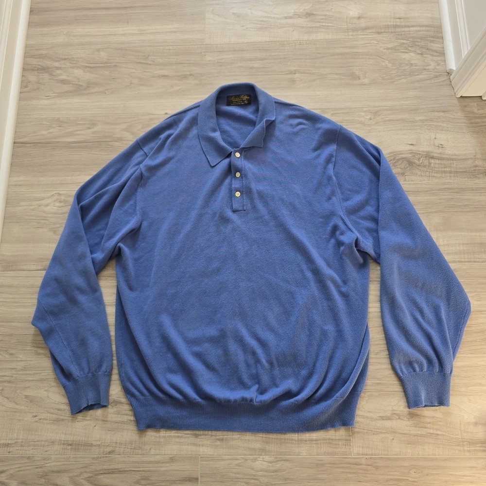 Brooks Brothers Blue Long Sleeve Pullover  Size XL Light Blue Vintage